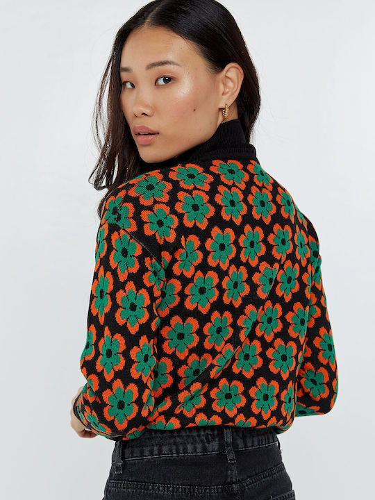 Γυναικείο Crop Πουλόβερ Floral Μπεζ