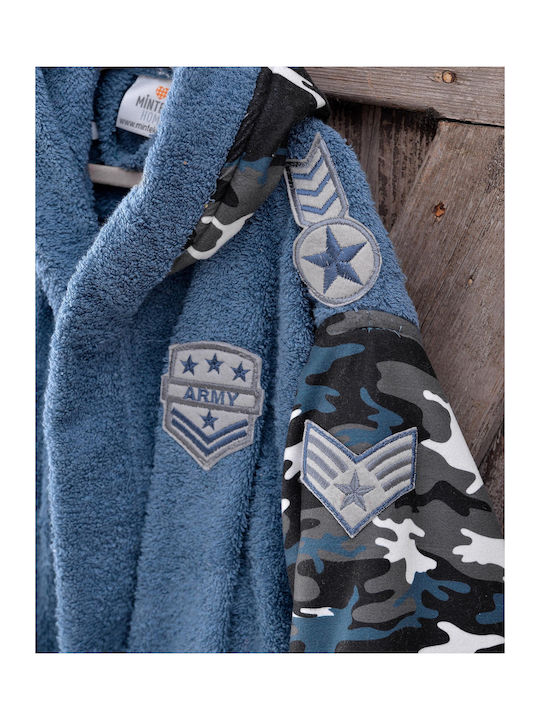Rythmos Kids Hooded Bathrobe Army Blue