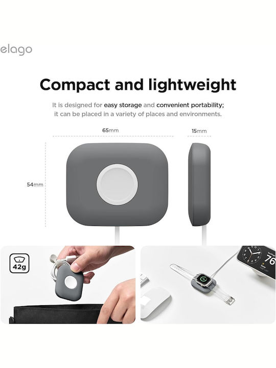 Elago Магнитно Зарядно за Apple Watch Galaxy Watch Тъмно Сиво