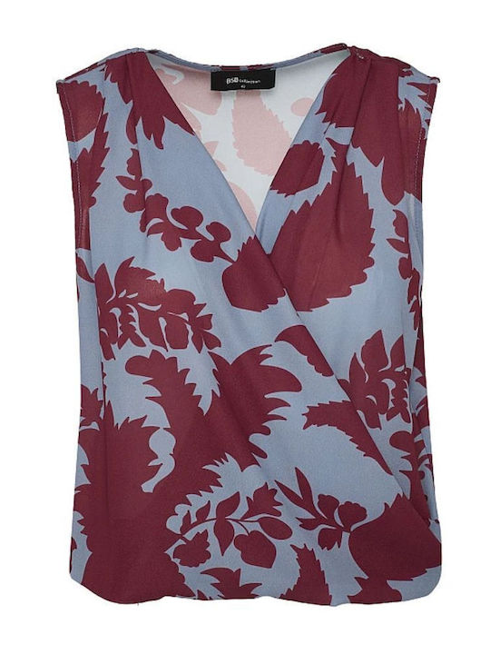 Women's Blouse Sleeveless with V Neckline Bordeaux