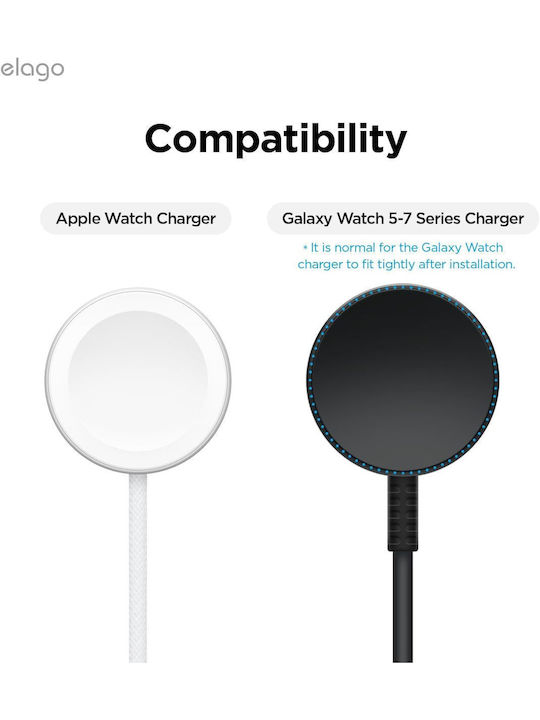 Elago Магнитно Зарядно за Apple Watch Galaxy Watch Тъмно Сиво