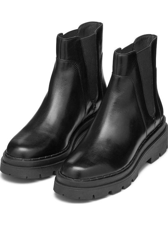 Felleny Leather Women's Ankle Boots with Medium Heel Black