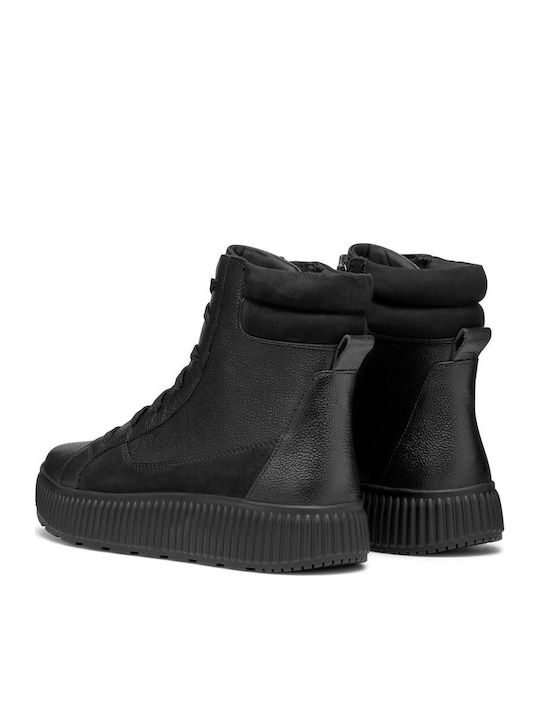 D Graisy Leather Women's Ankle Boots Black