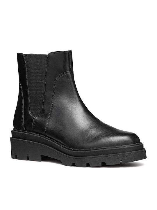 Felleny Leather Women's Ankle Boots with Medium Heel Black