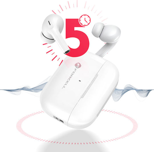 Forcell Master PRO In-ear Bluetooth Handsfree Earphones with Sweat Resistance and Charging Case White
