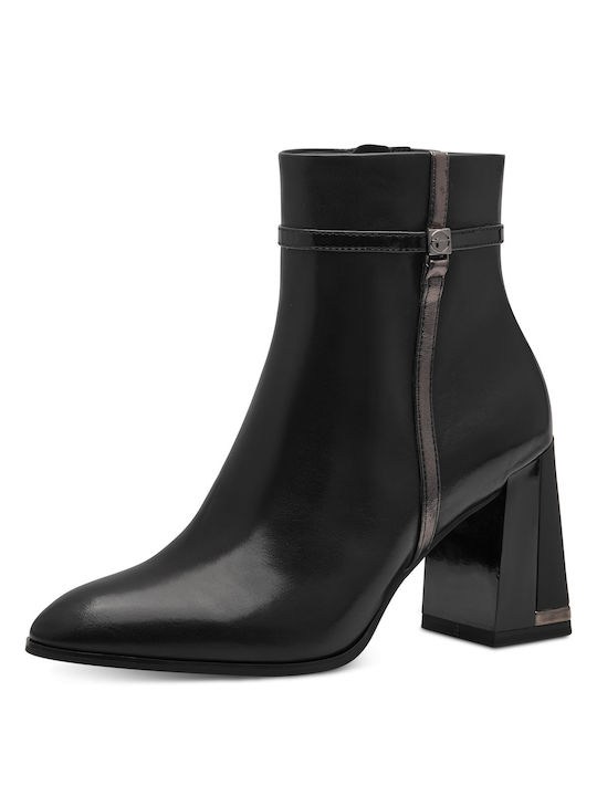 Tamaris Leather Women's Ankle Boots with High Heel Black