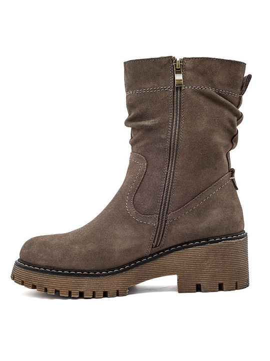 Leder Stiefeletten Damen Braun