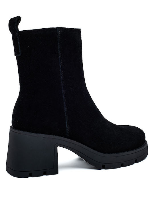 Leder Stiefeletten Damen Schwarz