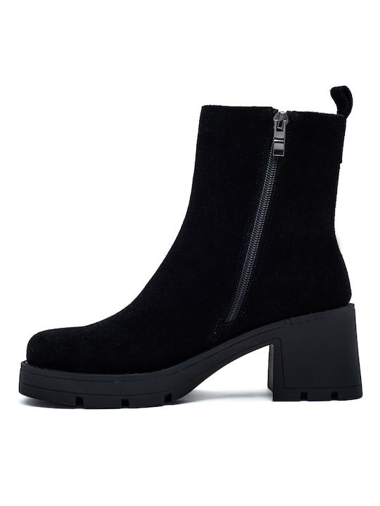 Leder Stiefeletten Damen Schwarz
