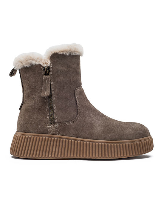 Leder Stiefeletten Damen Braun