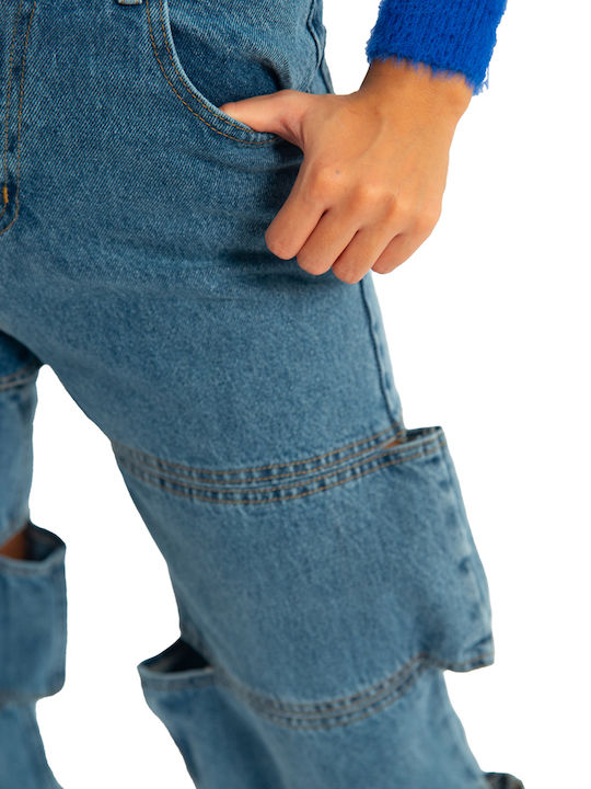 High Waist Women's Jean Trousers Blue
