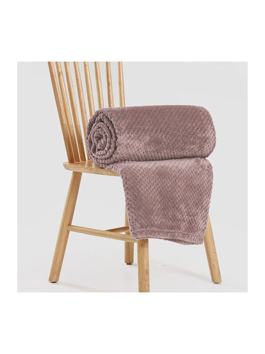 TnS Popcorn Velvet Single Blanket 150x220cm Dusty Pink