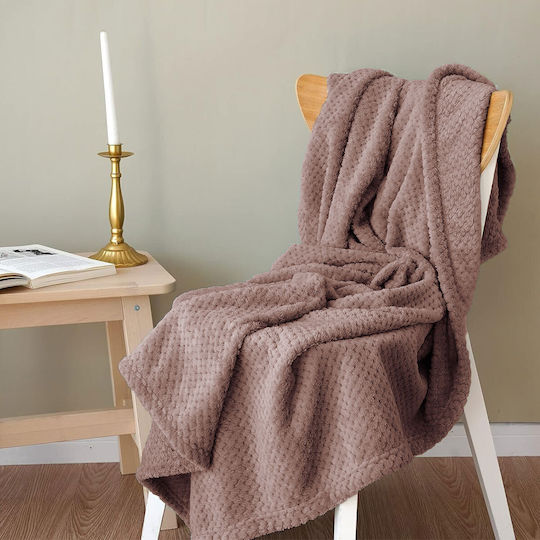 TnS Popcorn Κουβέρτα Βελουτέ Μονή 150x220εκ. Dusty Pink