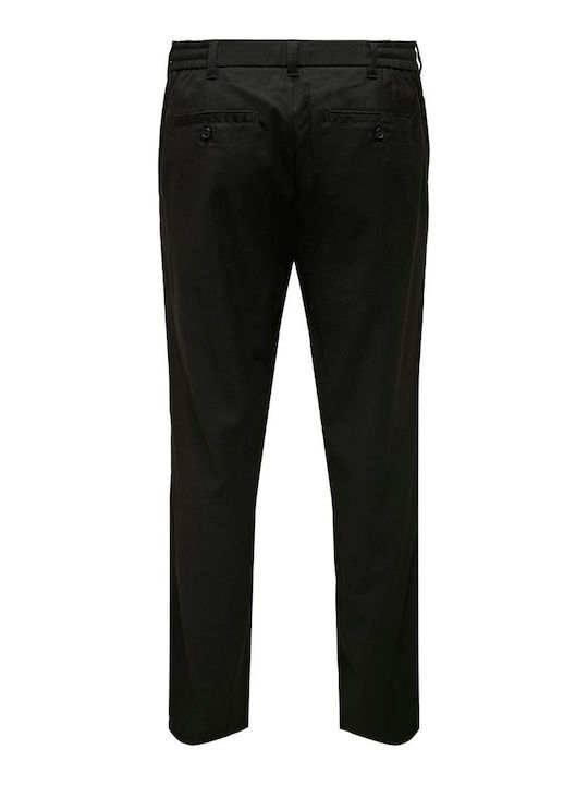 Only & Sons Men's Trousers Elastic in Tapered Line Black