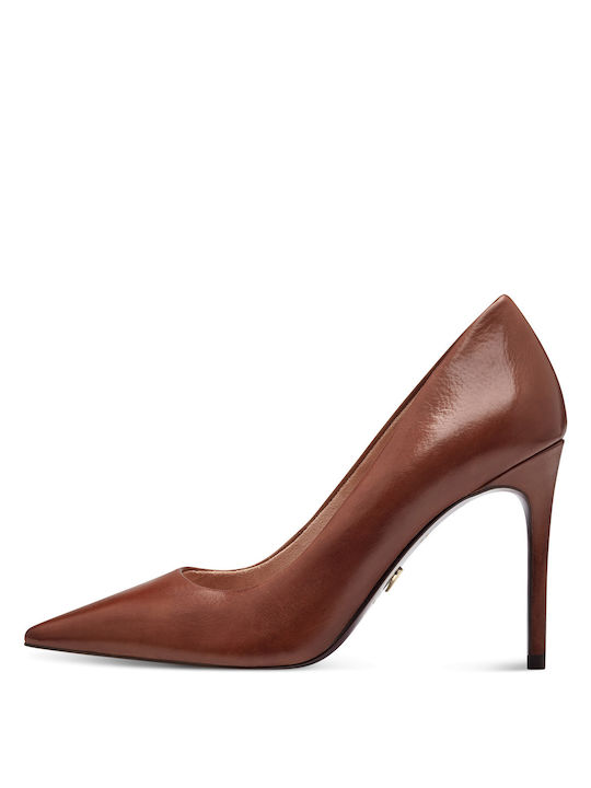 Tamaris Leather Tabac Brown High Heels