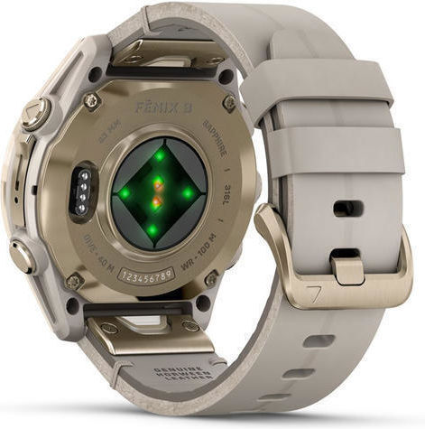 Garmin Fenix 8 Stainless Steel 43mm Αδιάβροχο Smartwatch με Παλμογράφο (Sapphire, Soft Gold with Limestone Leather Band)