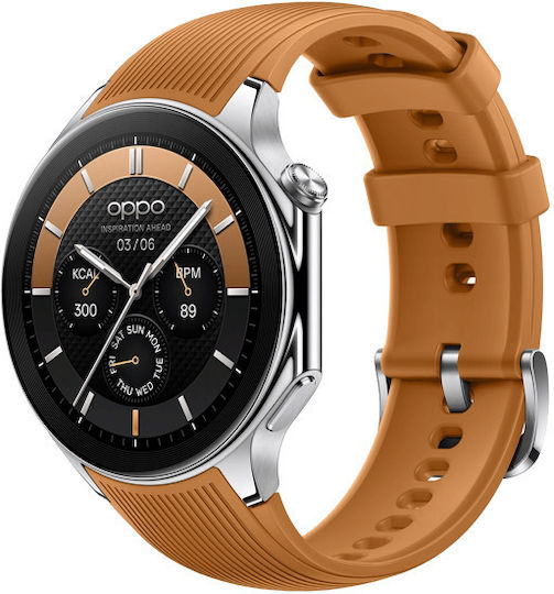 Oppo Oppo Watch X Stainless Steel 47mm Waterproof with Heart Rate Monitor Mars Brown M/L