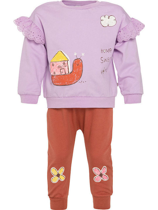 Baby Clothing Set 2pcs Top + Sweatpants Lilac Baby Clothing Set 2pcs Top + Sweatpants Lilac
