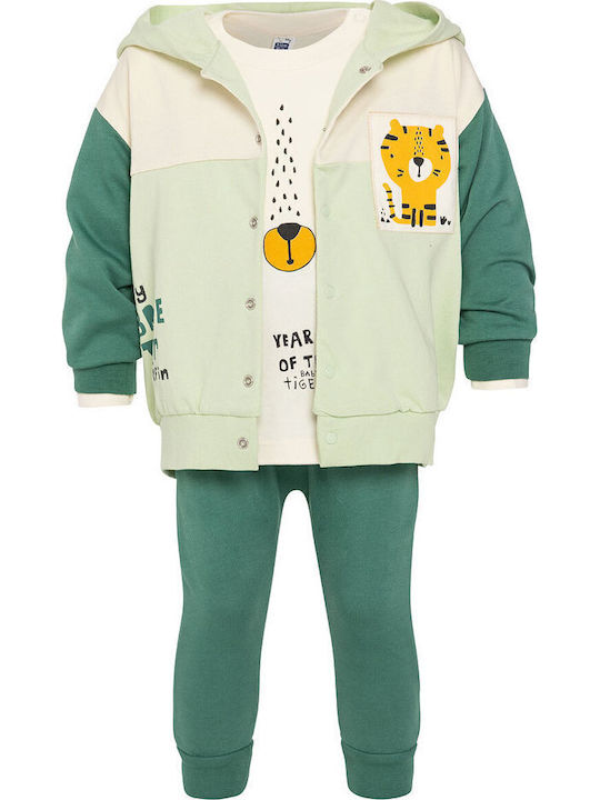 Baby Clothing Set 3pcs Top Pants Tracksuit + Salmon Hooded Jacket Baby Clothing Set 3pcs Top Pants Tracksuit + Salmon Hooded Jacket