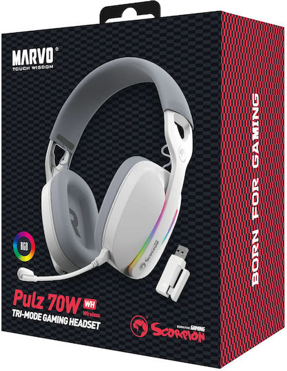 Marvo HG9086W Wireless Over Ear Gaming Headset with Connection Bluetooth White