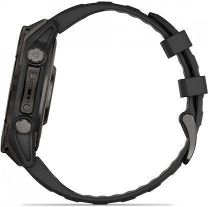 Garmin Fenix 8 Titanium 47mm Waterproof Smartwatch with Heart Rate Monitor (Sapphire, Carbon Grey Dlc Titanium With Black/pebble Grey Silicone Band)