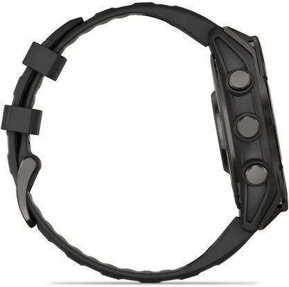 Garmin Fenix 8 Titanium 47mm Waterproof Smartwatch with Heart Rate Monitor (Sapphire, Carbon Grey Dlc Titanium With Black/pebble Grey Silicone Band)