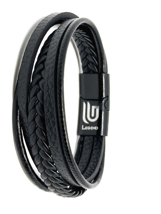 Legend Accessories Ανδρικό Βραχιόλι από Δέρμα 19cm