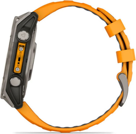 Garmin Fenix 8 Titanium 47mm Waterproof Smartwatch with Heart Rate Monitor (Sapphire, Titanium With Spark Orange/Graphite Silicone Band)
