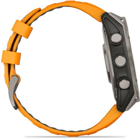 Garmin Fenix 8 Titanium 47mm Waterproof Smartwatch with Heart Rate Monitor (Sapphire, Titanium With Spark Orange/Graphite Silicone Band)