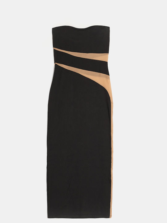 Midi Strapless Cut Out Dress Black