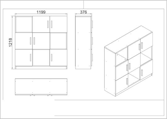 Bibliotecă Eltham Baroque Antracit 119.9x37.6x121.8 cm