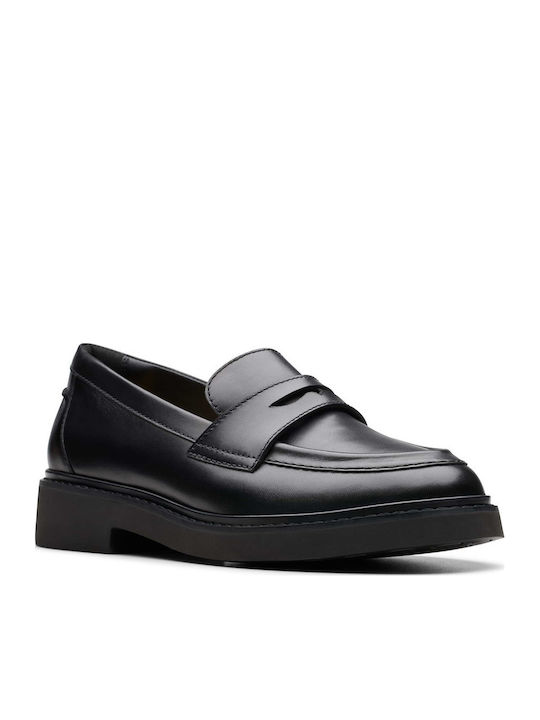 Edge Leather Women's Loafers in Black Color