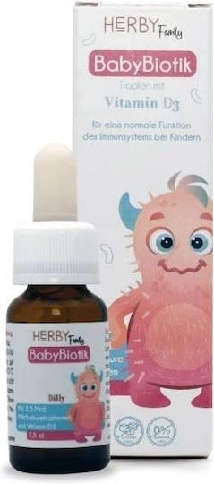 Herby Family Vitamin D3 für Stärkung des Immunsystems & die Knochengesundheit Neutral Flavor 7.5ml