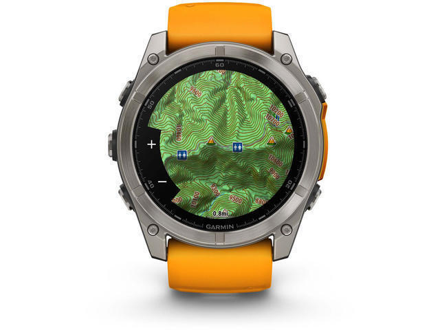 Garmin Fenix 8 Titanium 51mm Αδιάβροχο Smartwatch με Παλμογράφο (Sapphire, Titanium With Spark Orange/Graphite Silicone Band)
