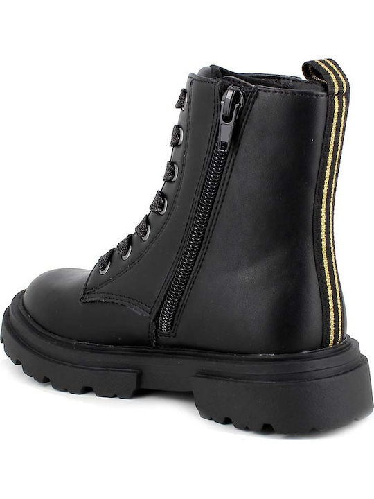 Leather Kids Boots with Zipper Black