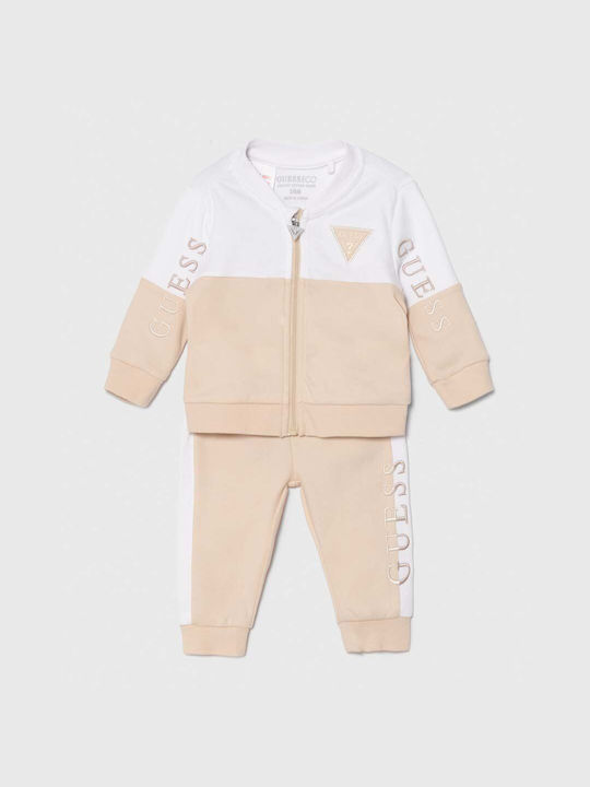 Guess Baby Bodysuit Set Beige/White 3pcs