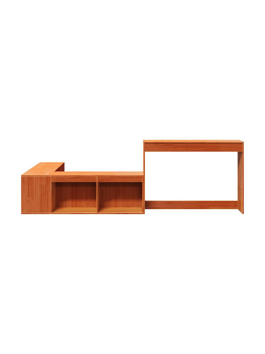 Kids Desk made of Solid Wood Brown Wax 104.5x29x75cm