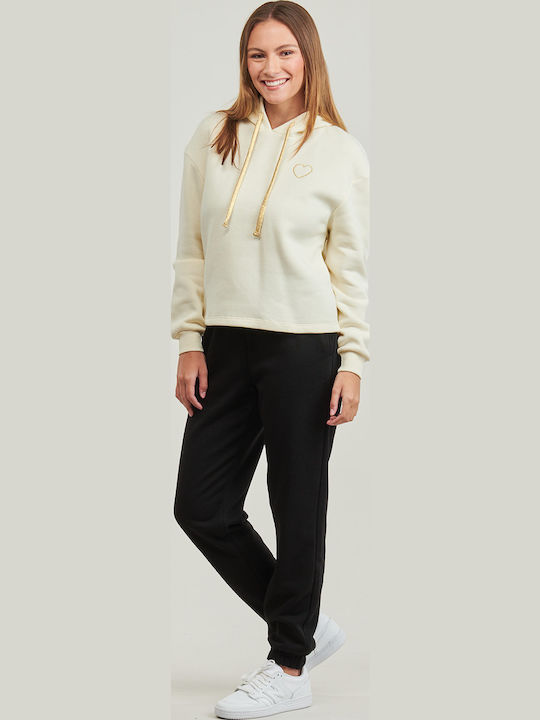 Damen Sweatshirt Kapuzen Beige