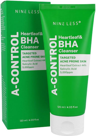 Nine Less A-control Heartleaf & Bha Cleanser 120 Ml Gel Καθαρισμού