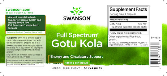 Swanson Gotu Kola 435mg 60 caps