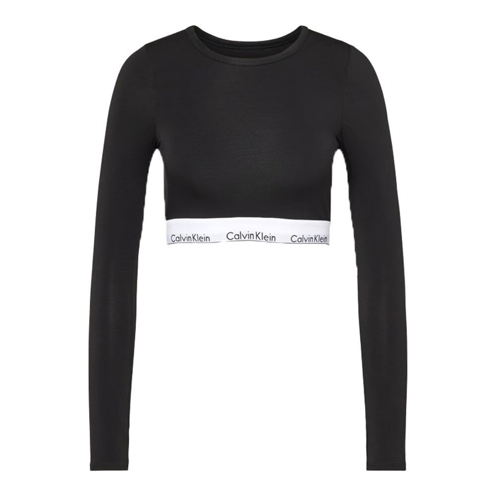 Calvin Klein Women's Crop Top Cotton Long Sleeve Black 000QF8009E