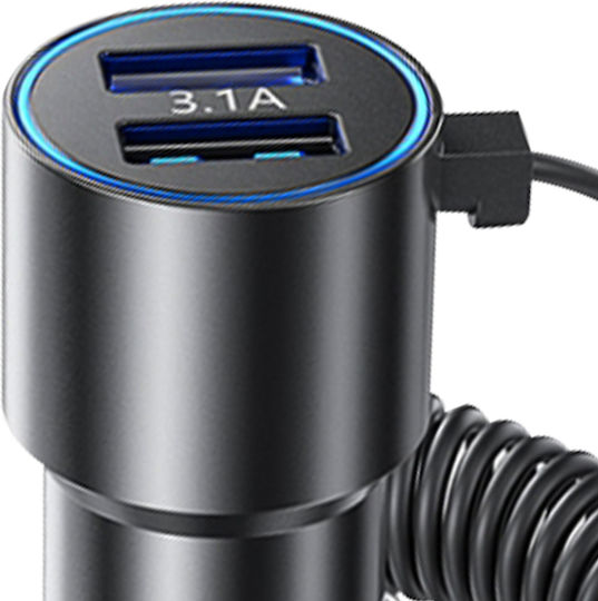 Încărcător auto Wk 33w 2x Usb cu cablu 3-în-1 negru