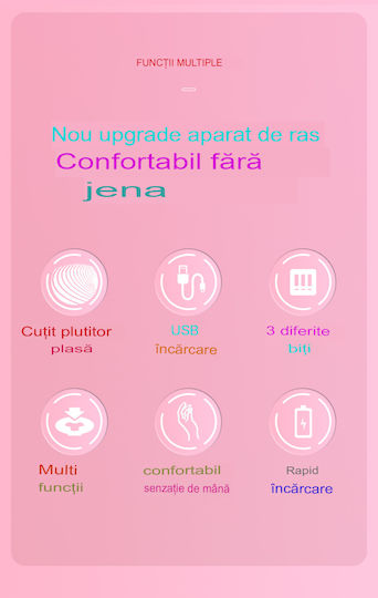 Set Epilator Enzo Beauty 3 În 1 Hm-205 Putere 5w Autonomie 90 Min 3 Capete Epilator Ras Pedichiură Încărcare Usb Alb
