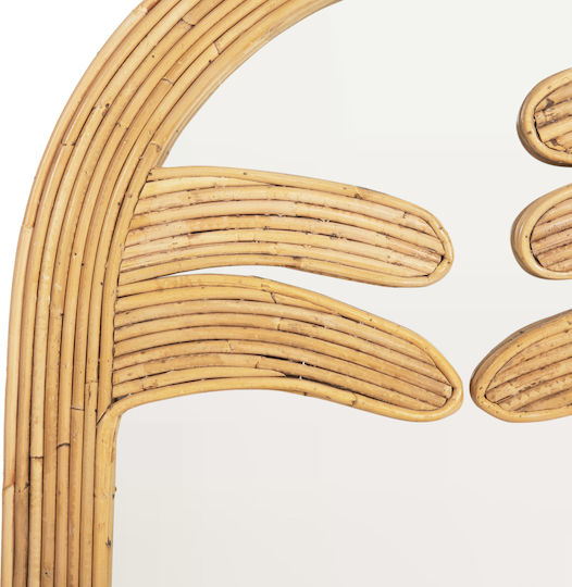 HomeMarkt Reflect Καθρέπτης Τοίχου Τοξωτός με Μπεζ Rattan Πλαίσιο 60x100cm