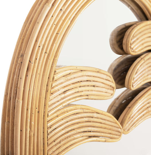 HomeMarkt Reflect Καθρέπτης Τοίχου Τοξωτός με Μπεζ Rattan Πλαίσιο 60x100cm