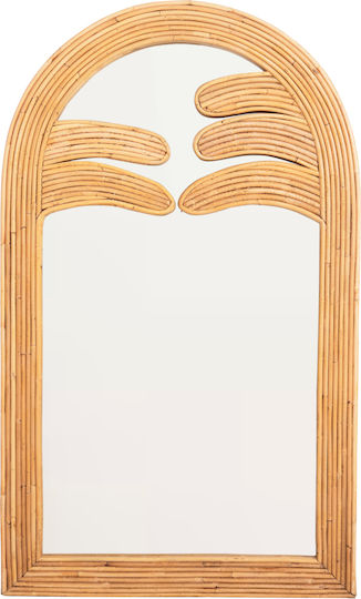 HomeMarkt Reflect Καθρέπτης Τοίχου Τοξωτός με Μπεζ Rattan Πλαίσιο 60x100cm