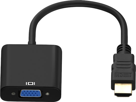 Авизар мъжки HDMI към женски VGA адаптер HD 1080p качество на изображението компактен 20см черен
