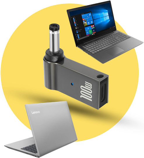 USB-C 100W Ladeadapter zu Lenovo 4,0 x 1,7mm Schwarz Stecker Grau