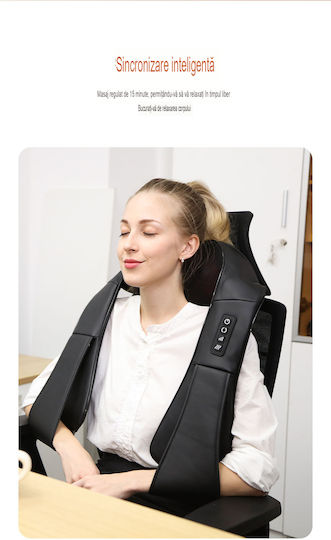 King Pernă de masaj Shiatsu pentru gât, talie, spate, picioare & corp cu căldură infraroșie Negru
