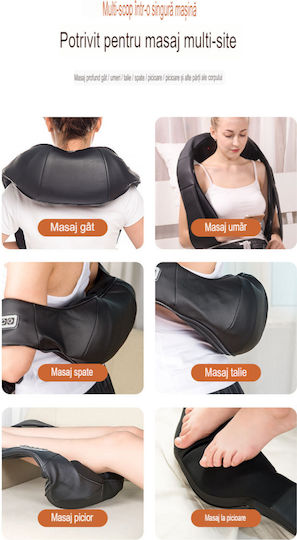 King Pernă de masaj Shiatsu pentru gât, talie, spate, picioare & corp cu căldură infraroșie Negru